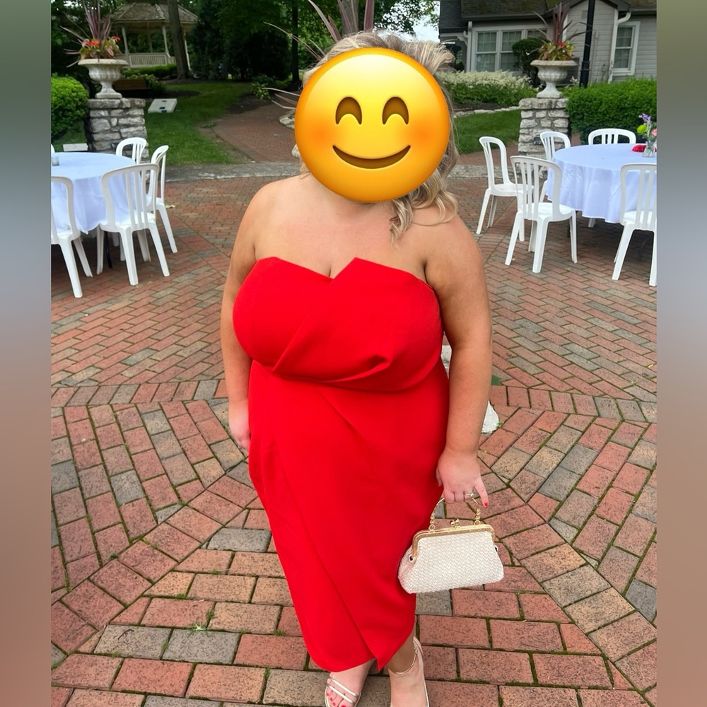 City Chic Bright Red Strapless Dress
